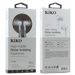KIKO K-103 HiFi Stereo Earphone Headset with Mic (K103 White)